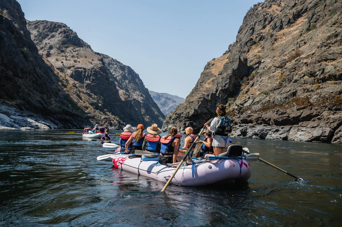 Rafting group going on an adventure