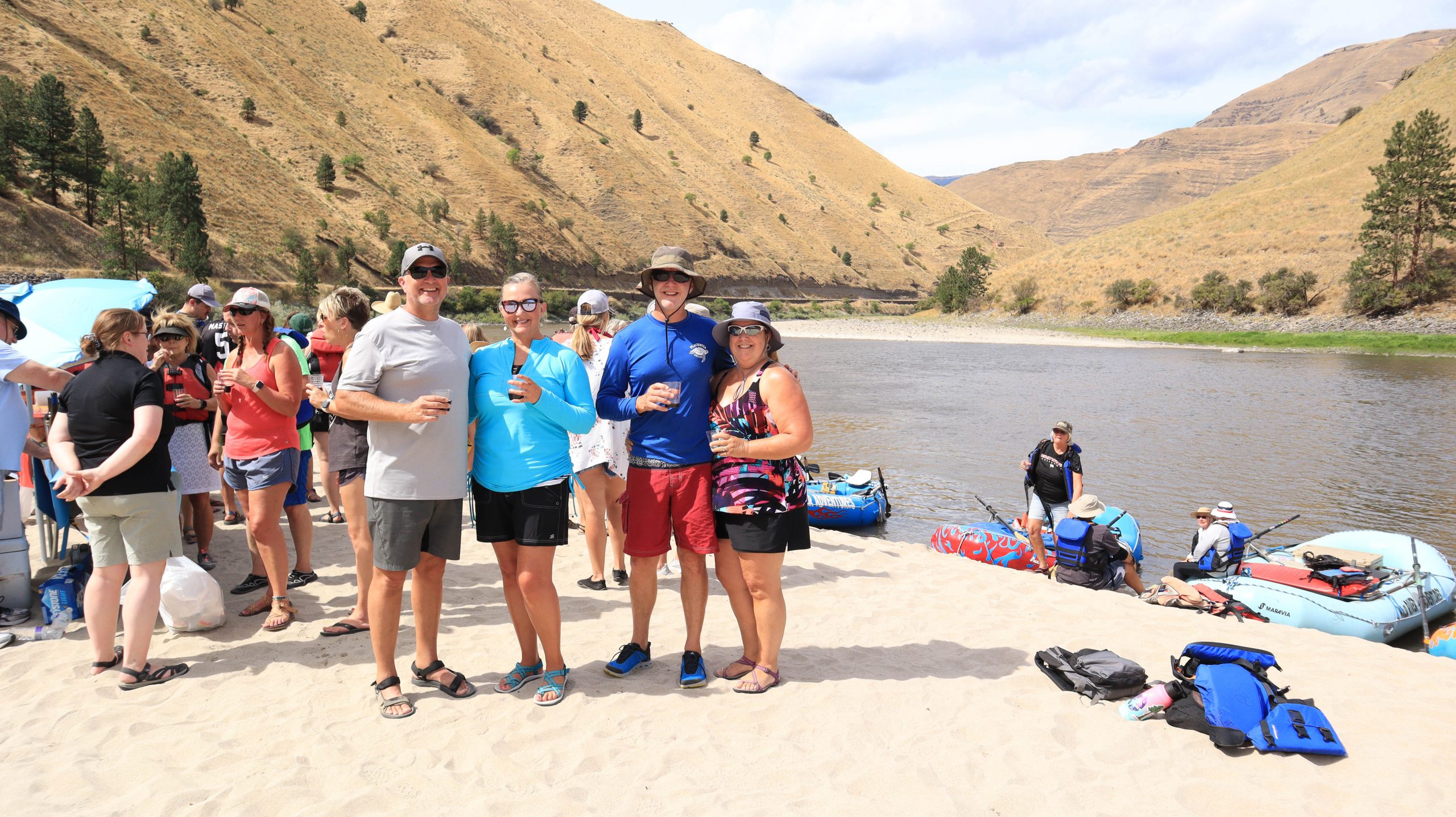 Rafting group going on a river adventure