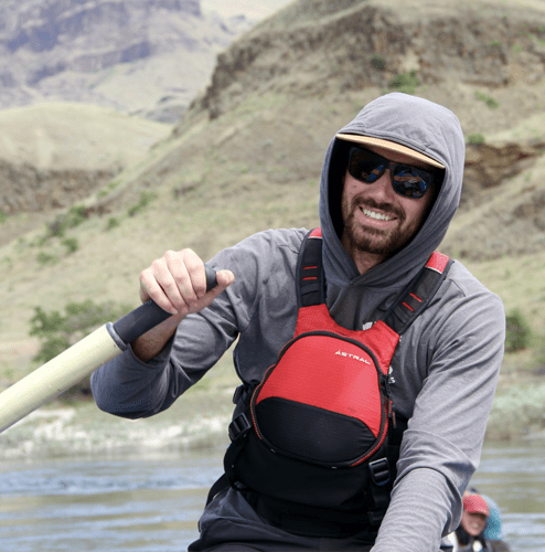 Man paddling boat